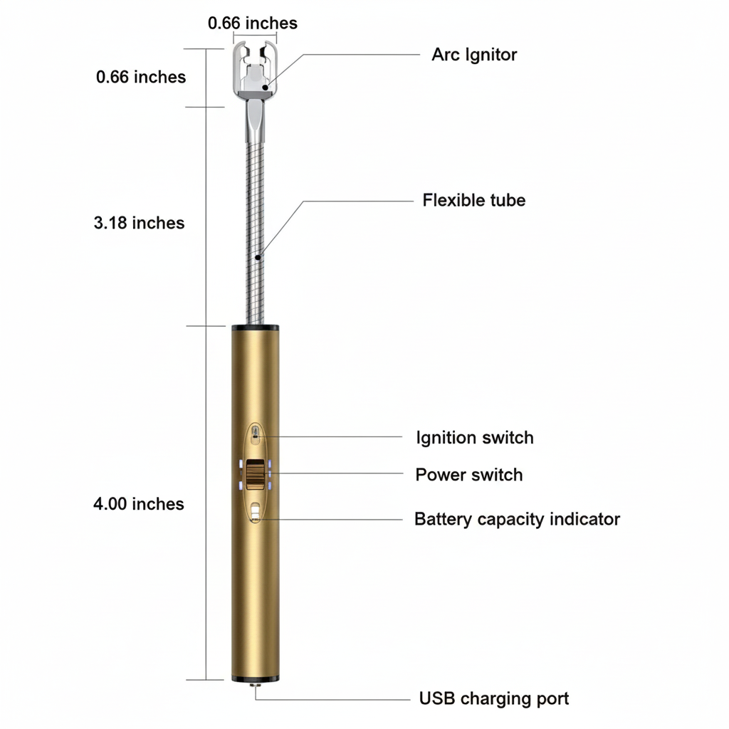 Electric Rechargeable Gas Lighter/Plasma Lighter Flameless Windproof USB Lighter 360 Deg Flexible Neck Arc Lighter for Kitchen, Pooja Room, Barbecue, Candles, Gas Stove, BBQ, Fireworks (Silver)